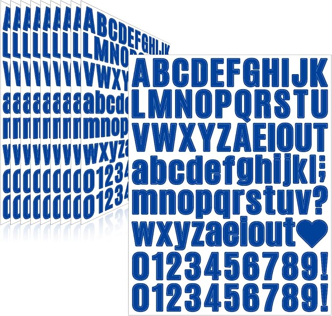 Letter Stickers, Mailbox Numbers, 1 Inch Waterproof Vinyl Alphabet | 1 Inch Blue