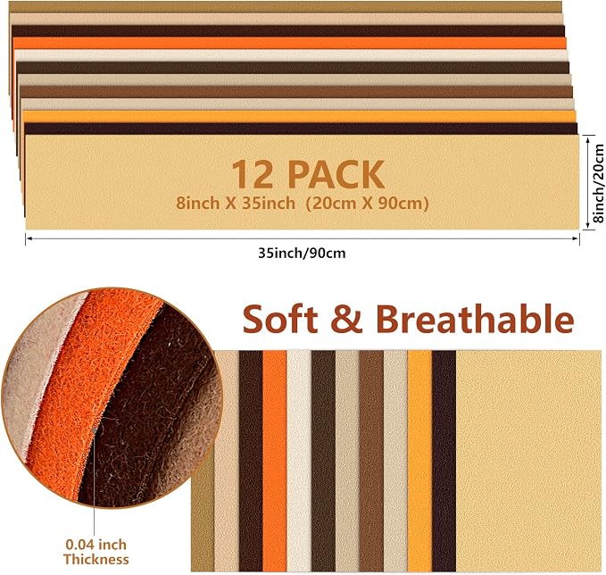 12 Rolls 8"x35" Large Stiff Felt Sheets, 1mm Felt Fabric Sheet