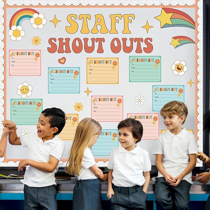 Boho Hippie Staff Shout Outs Bulletin Board Decorations Groovy Retro Staff