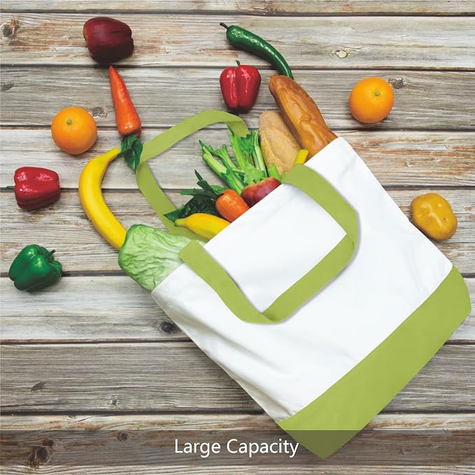 TOPDesign 3-Pack Super Strong Large 12oz Cotton Canvas Tote Bags, Reusable