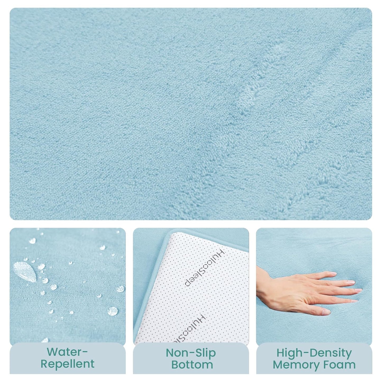 Baby Play Mat for Floor,1.3" Thick Elasti-Foam 50"×50" Playpen Mat for Tummy Time,Water Repellent Soft Coral Velvet for Toddler,Infant,Kids,Non-Slip Backing Safe for Crawling(Light Blue)