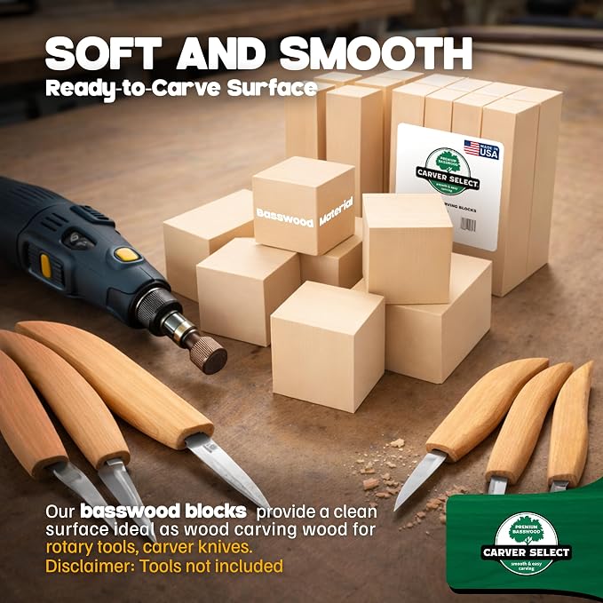 Basswood Carving Blocks Set of 16 – Wood Carving Kit