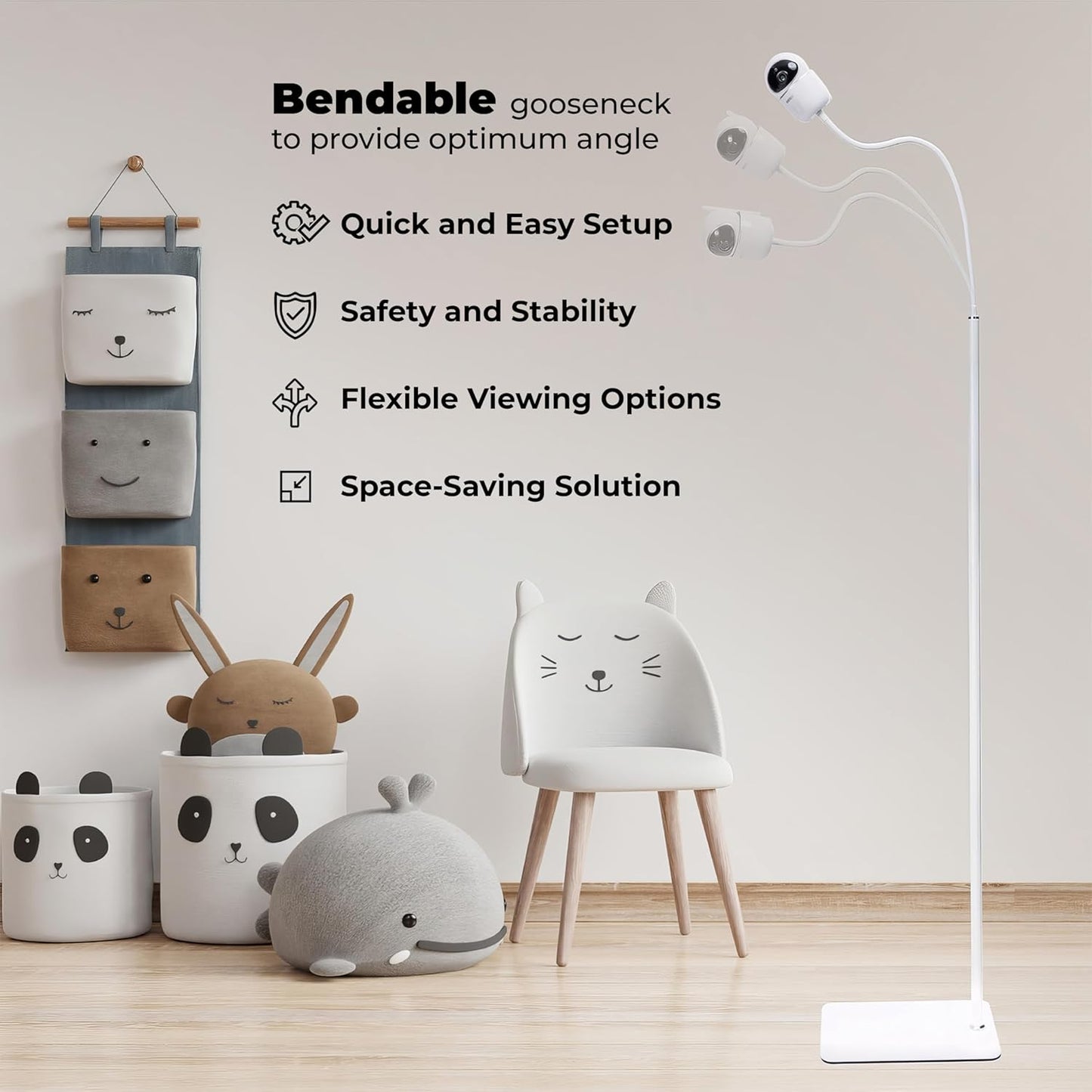 GOOZIE Baby Monitor Floor Stand Holder Compatible with Universal Camera Models Hellobaby HB6550/ HB65/ HB66/ HB248, Infant Optics DXR-8 Pro, Nanit Pro Flex Stand, Vtech VM901/ VM819/RM7764, Momcozy