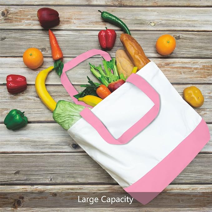 TOPDesign 1-Pack Super Strong Large 12oz Cotton Canvas Tote Bag, Reusable