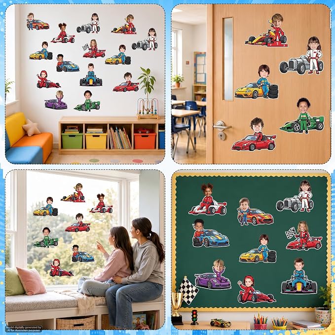 120pcs Race Car Cutouts Racing Theme Bulletin Board Decoration Back to School