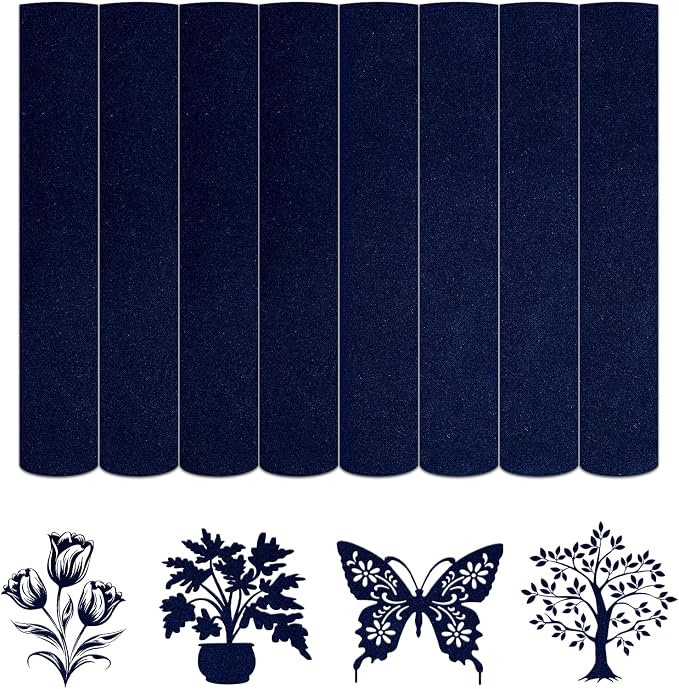 HTVSTD Blue Flock HTV Heat Transfer Vinyl 8pcs 12×10in Iron on Vinyl | Colorful