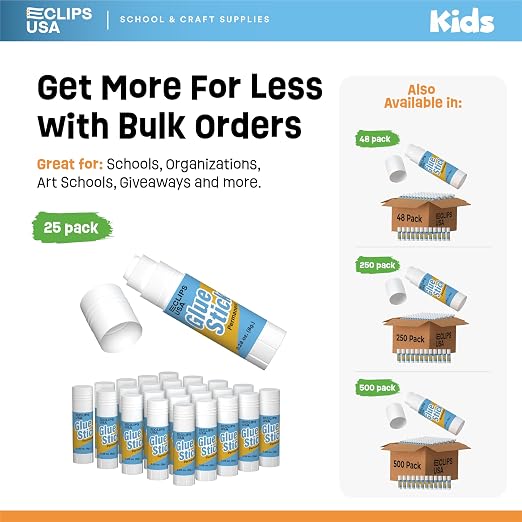 Glue Sticks Bulk, Glue Sticks for Kids Or Adults, Washable Glue Sticks