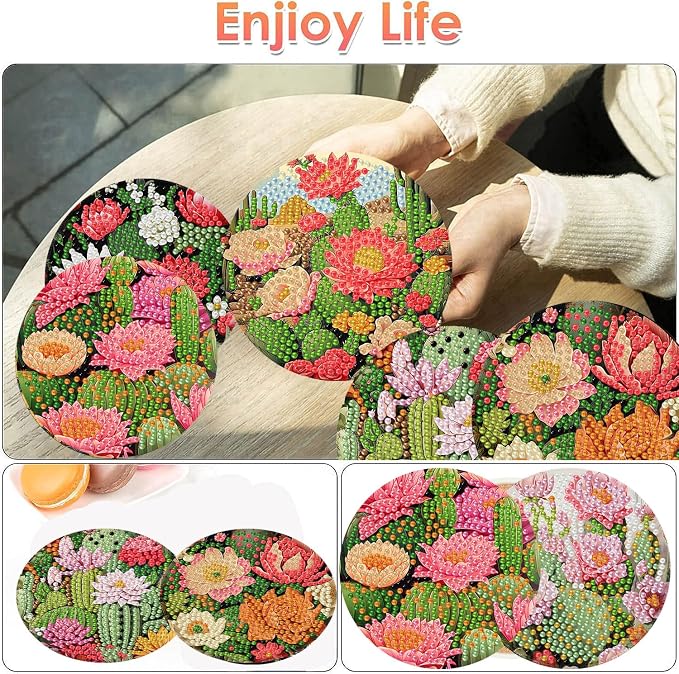 ijbnhd Cactus Diamond Painting Coasters Kit