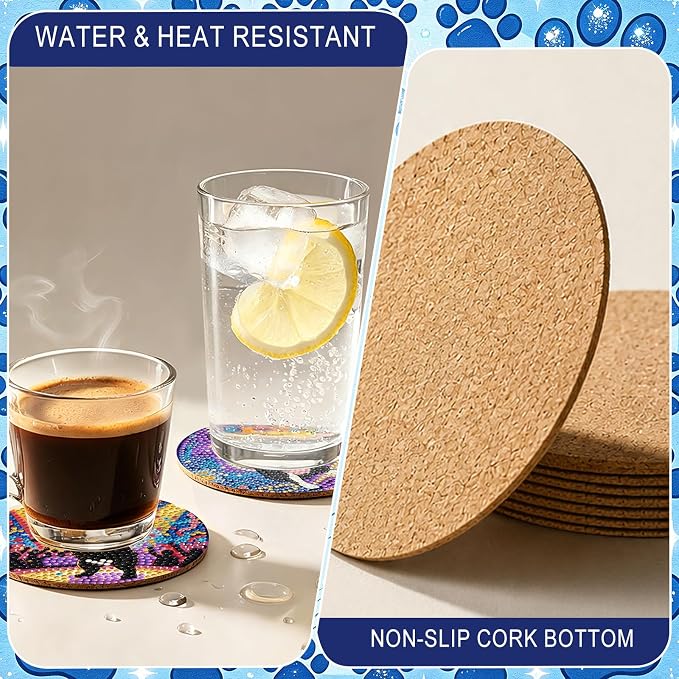 8-Pack Diamond Art Coaster Kit