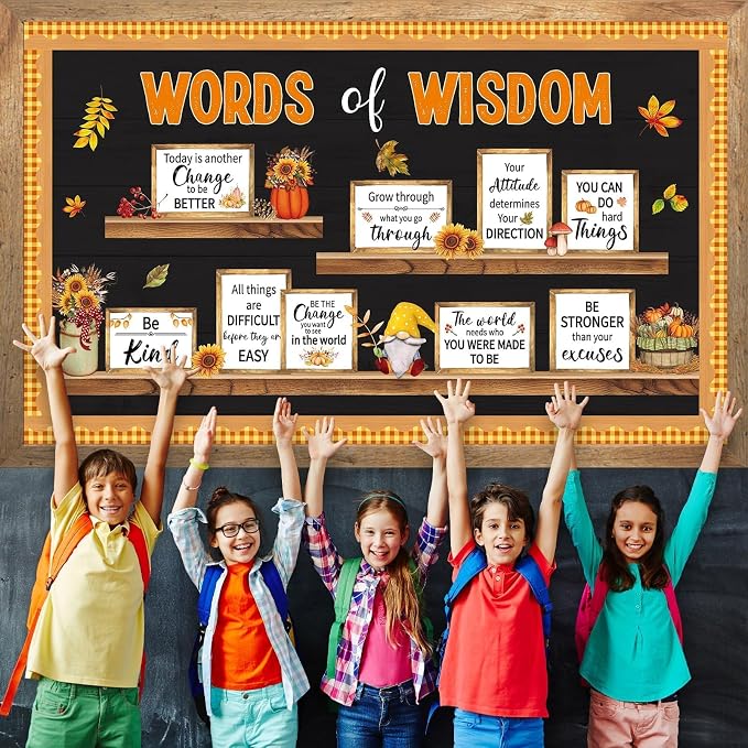 Fall Thanksgiving Bulletin Board Set Bookshelf Words of Wisdom Bulletin Board