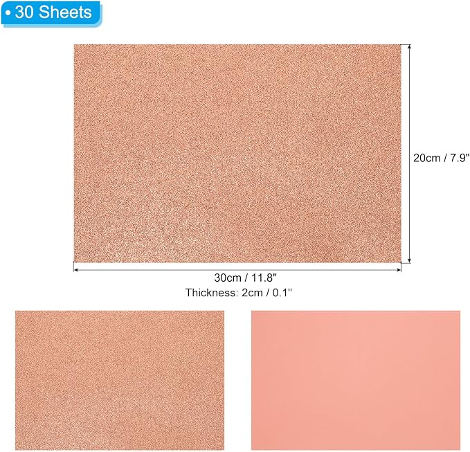 PATIKIL 30Sheets Light Yellow EVA Glitter Foam Sheet 11.8 x 7.9 Inch 2mm Thick