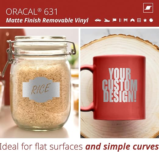 ORACAL 631 Matte Silver Grey Metallic Vinyl Durable Roll Easy to Weed Permanent