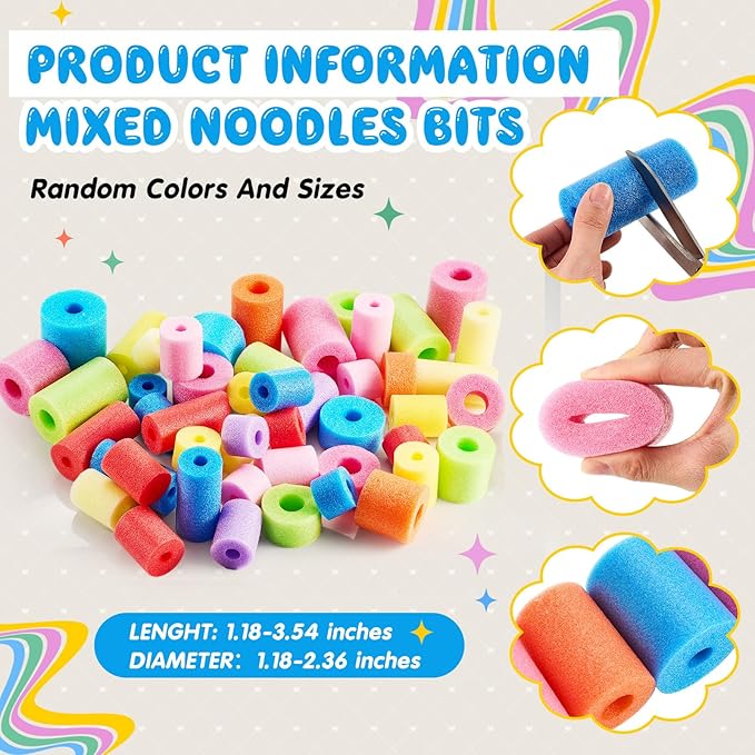 Frienda 100 Pcs Pool Noodles Bits Multicolor Craft Small Size Versatile Mixed
