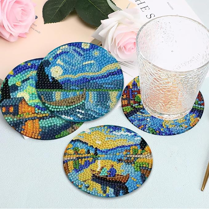 8 PCS Starry Sky Diamond Art Coasters Kit