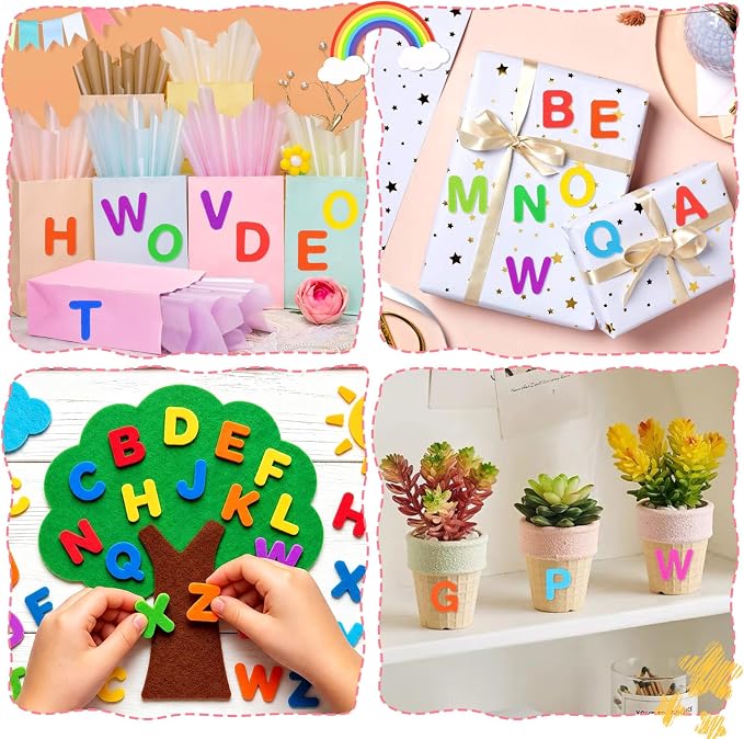 1440 Pcs Foam Letter Stickers, 10 Colors 1 Inch 3D Self-Adhesive EVA ABC