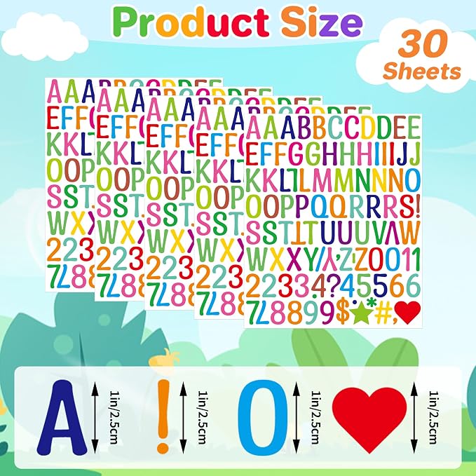 Letter Stickers 1 inch, Self-Adhesive Vinyl Waterproof ABC Letter Stickers