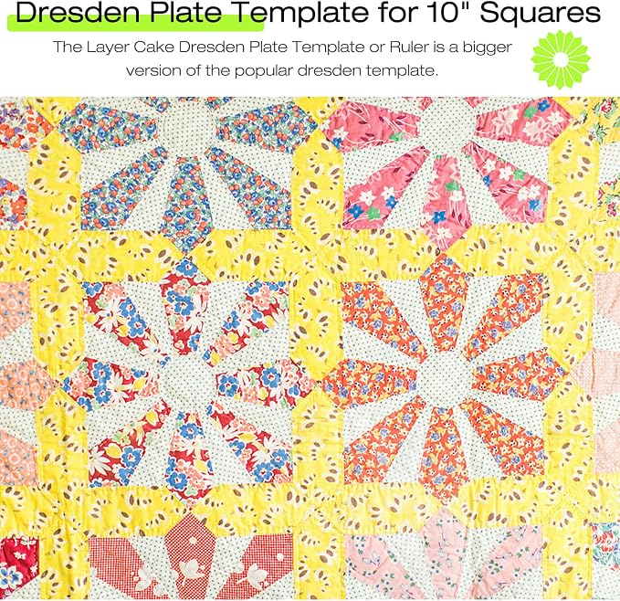 Kigley 3 Pcs Acrylic Trapezium Quilting Template Ruler 10 Inch Dresden Plate