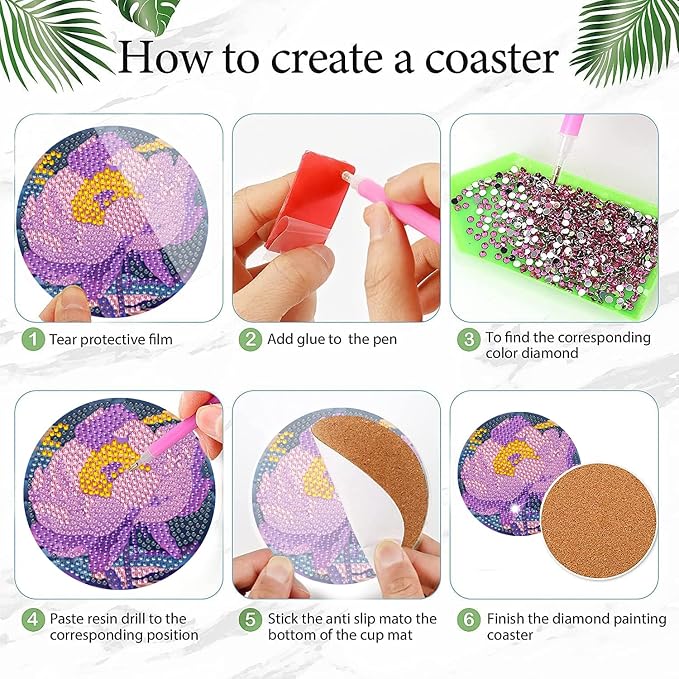 EWJRNSF 8 PCS Diamond Art Coasters Kit