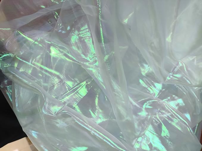 Aqua Blue Iridescent Organza Fabric