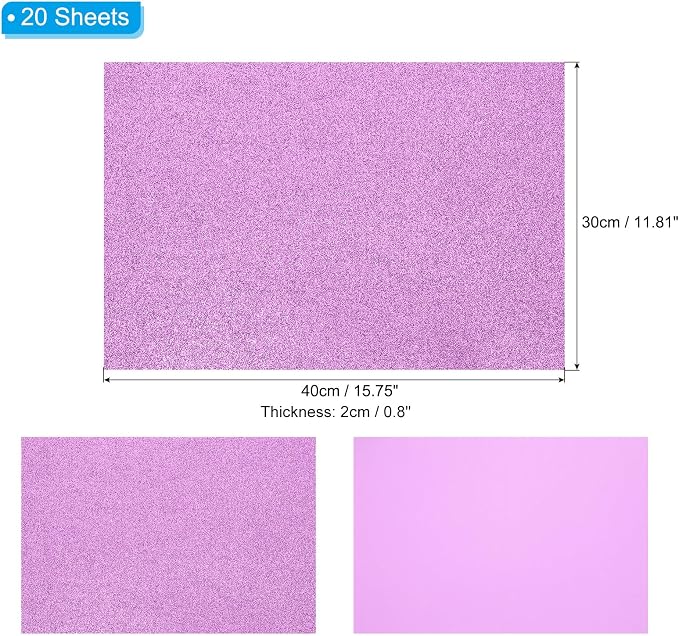 PATIKIL 20 Sheets 2mm Glitter Foam Sheet