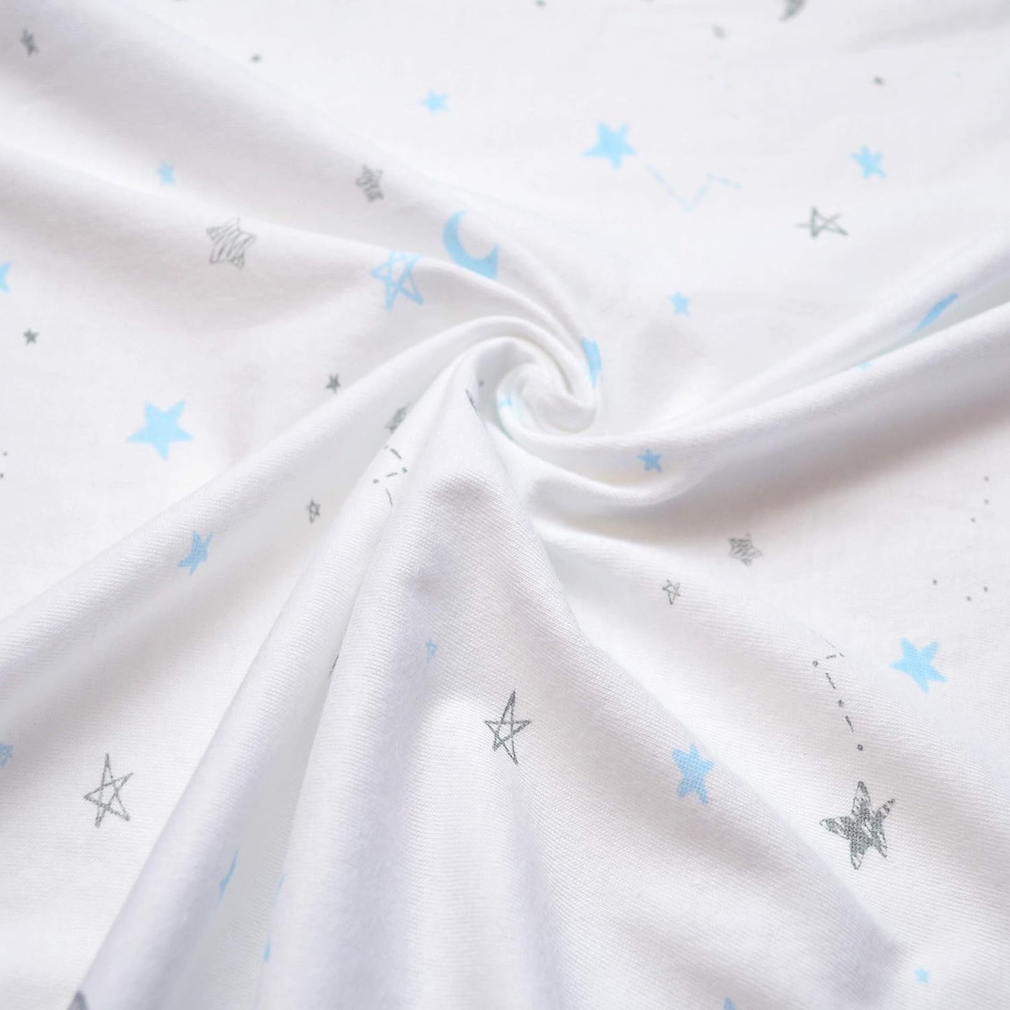 American Baby Company 2 Pack Printed 100% Cotton Knit Fitted Contoured Changing Table Pad Cover - Compatible with Mika Micky Bassinet, Blue Stars and Zigzag, for Boys and Girls