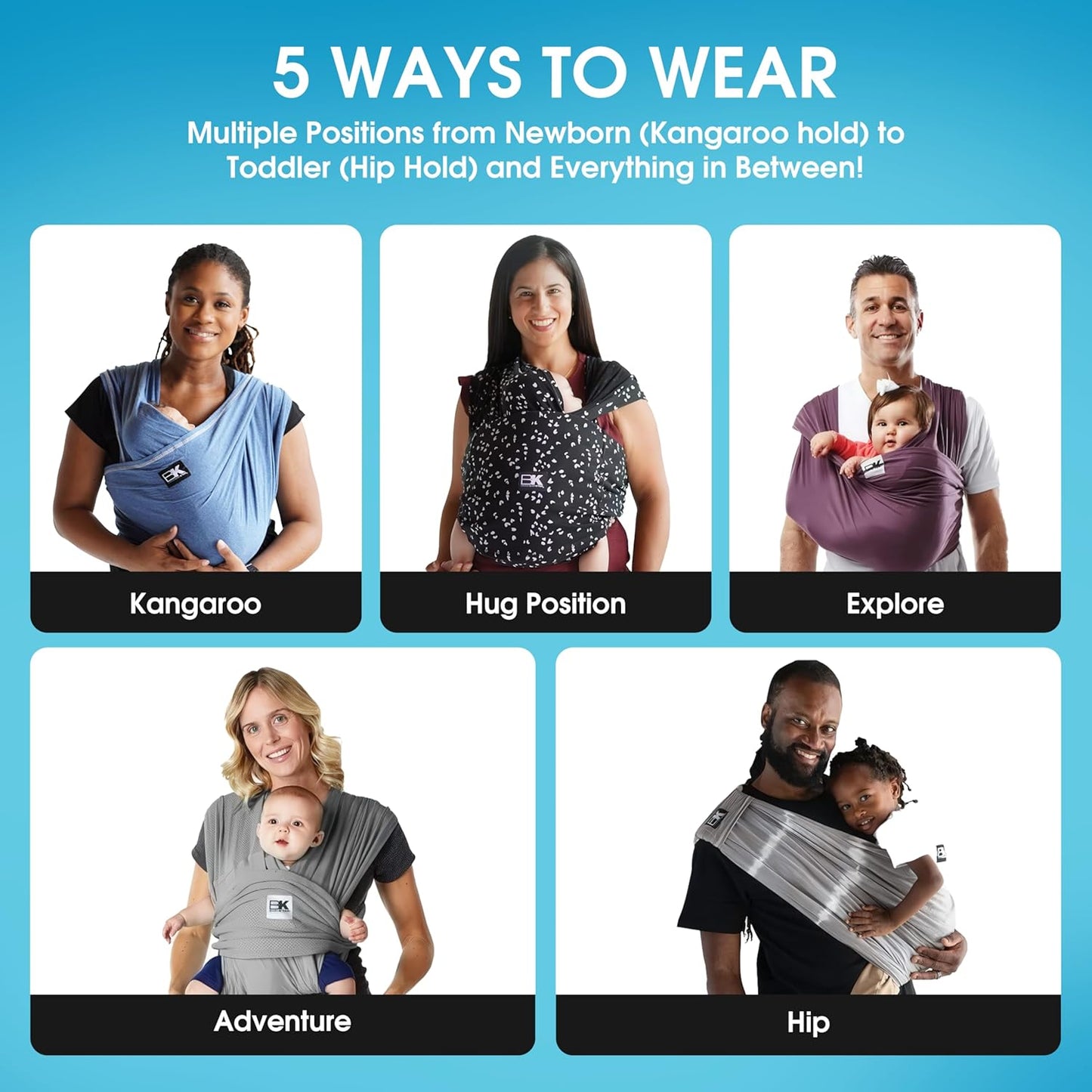 Original Baby K'tan Baby Carrier: #1 Easy Pre-Wrapped, Soft, Slip-On, No Rings, No Buckles | 5 in 1 Baby Sling Gift | The Best Hands Free Infant Wrap | Eggplant | X-Large