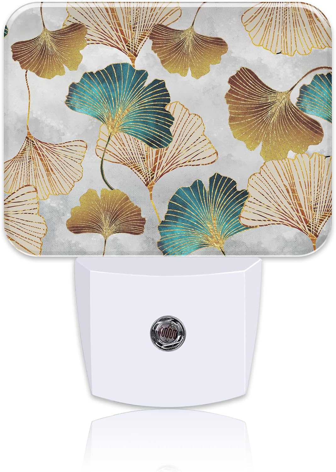 Luxurious Golden Ginkgo Leaves Night Light Plug into Wall, Green Ginkgo Night Light with Dusk to Dawn Sensor for Kid Girls Boys Women Men Bedroom, Hallway, Kitchen, Bathroom, Stairs Decor