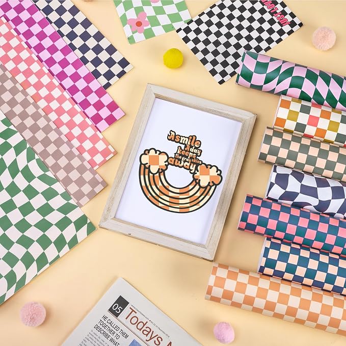 Tintnut Checkerboard Permanent Vinyl, waterproof, easy peel & stick, works