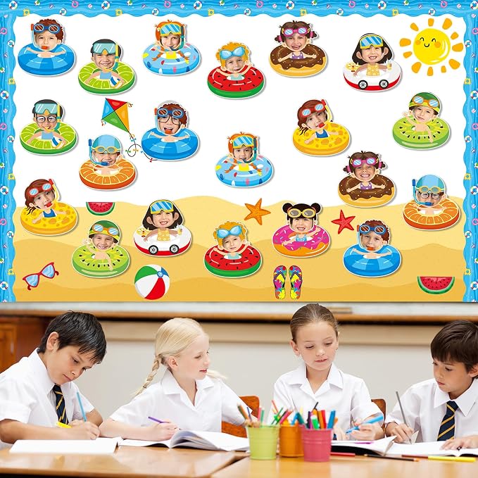 gisgfim 80Pcs Summer Cutouts Swim Ring Decorations Bulletin Board Summer