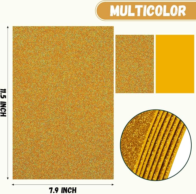 10 Pack Glitter Foam Sheets Craft 8 x 12 inch | Sparkles Foam Paper