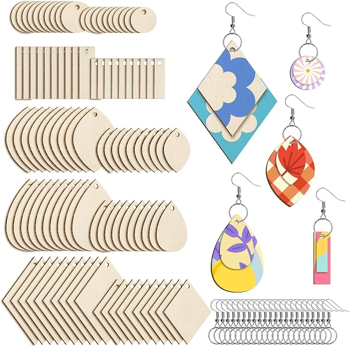 HAPY SHOP 300 Pieces Unfinished Wooden Earrings