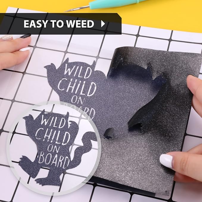 HTVRONT Glitter HTV, Easy-Weed for Craft Design