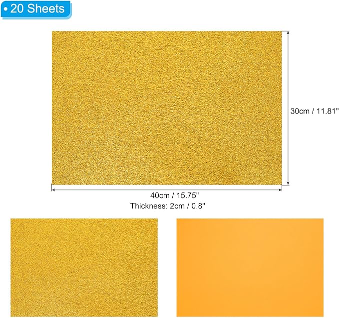 PATIKIL 20 Sheets 2mm Glitter Foam Sheet