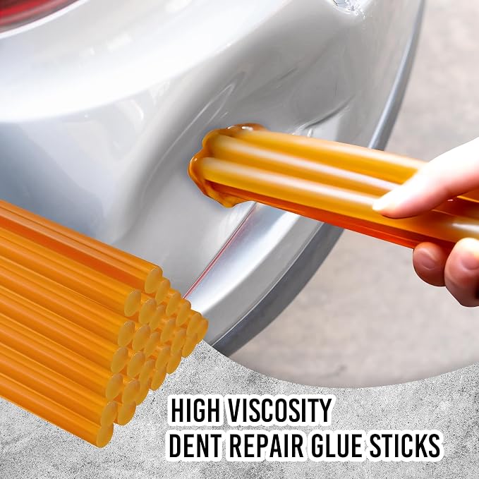32 Pcs Dent Repair Glue Sticks, 0.43” Dia x 8” Long Yellow Hot Glue Sticks