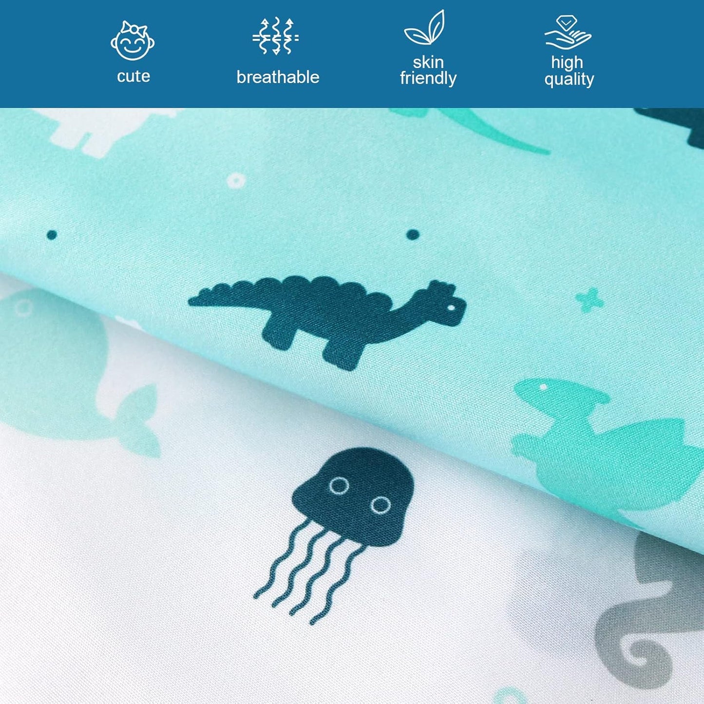 Pack and Play Sheets Fitted, Mini Crib Sheets 2 Pack, Playard Sheets Compatible with Graco Pack n Play, Ultra Soft Breathable Material, Dinosaurs