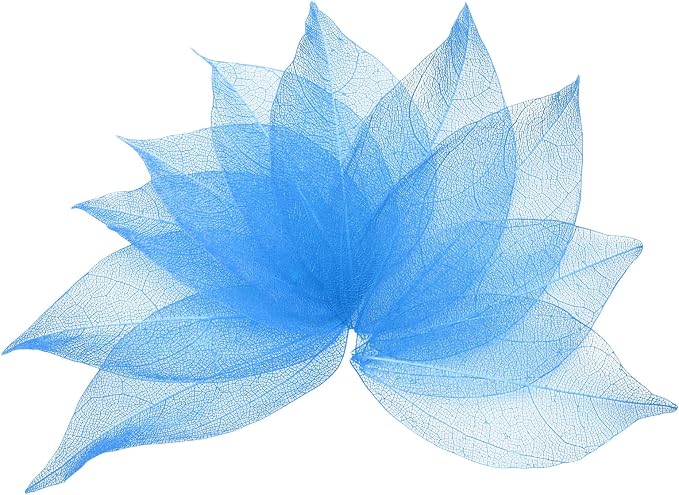 uxcell 100 Pcs Cyan Skeleton Leaves