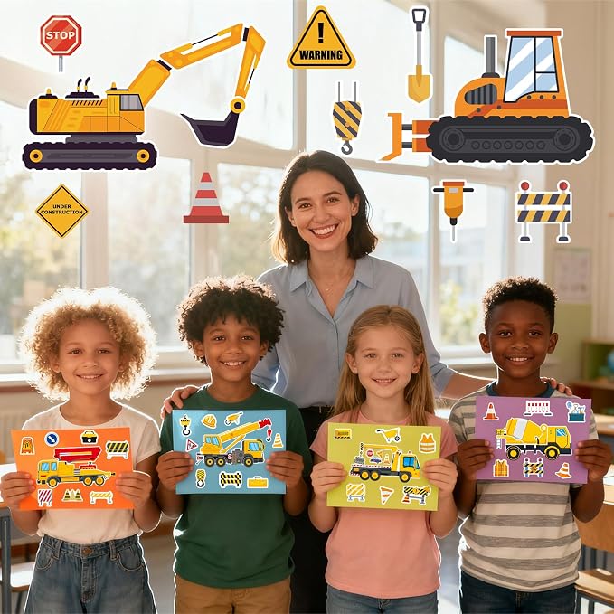 42 Sheets Create Construction Vehicles of Dreams Stickers, Make Your Own Sticker