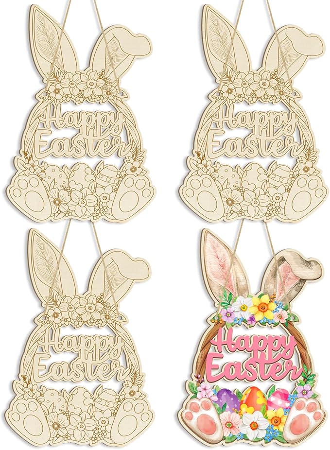 Large Size 12" Wooden Easter Ornaments to Paint, Wooden DIY Blank Unfinished