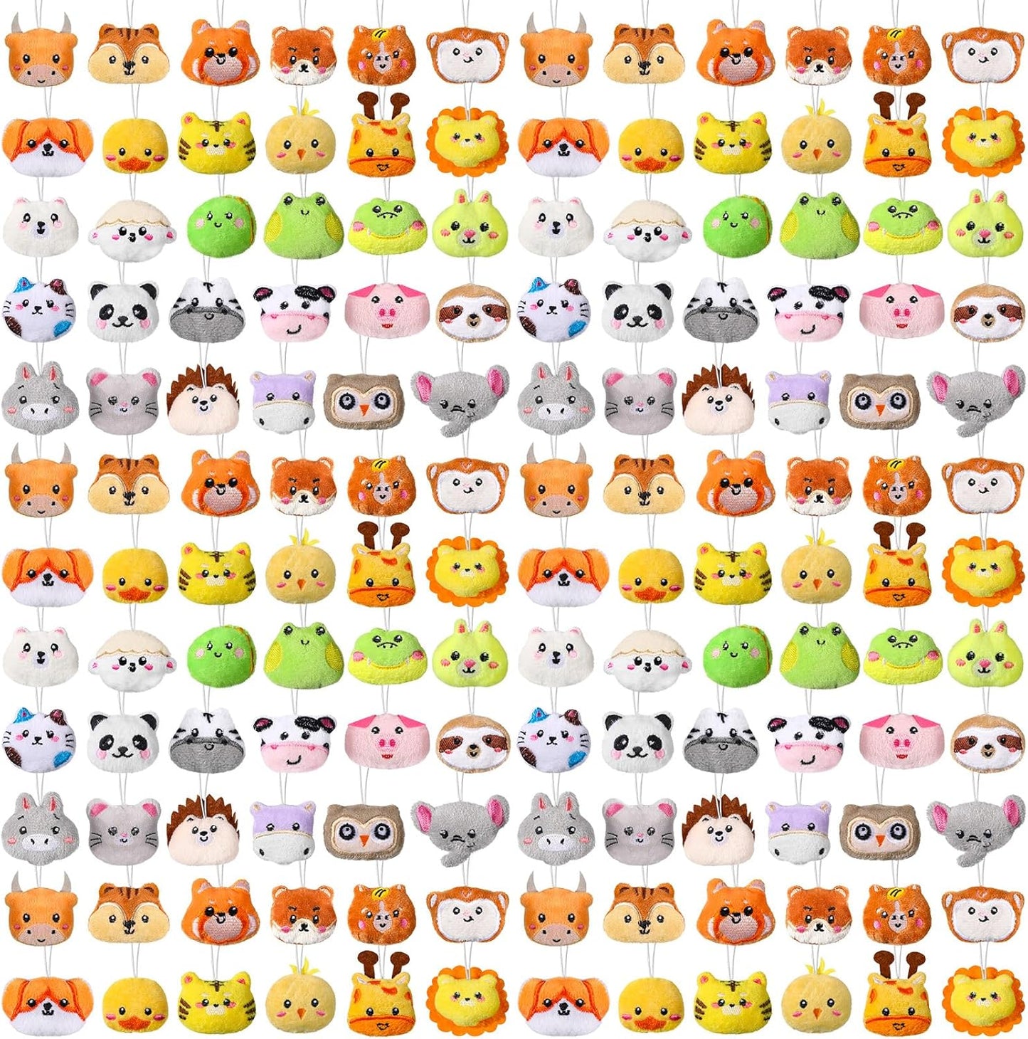 Libima 150 Pcs Mini Stuffed Animals Sea Animal Fruit Plush Keychain Set for Carnival Birthday Classroom Prizes Decoration for Clothes (Jungle Animals)