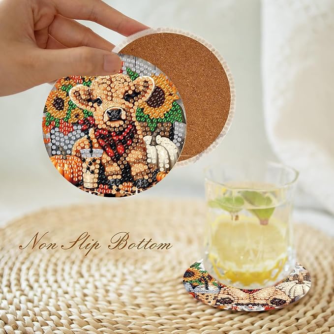 Axquilon 8 Pcs Highland Cow Diamond Art Coasters Kit