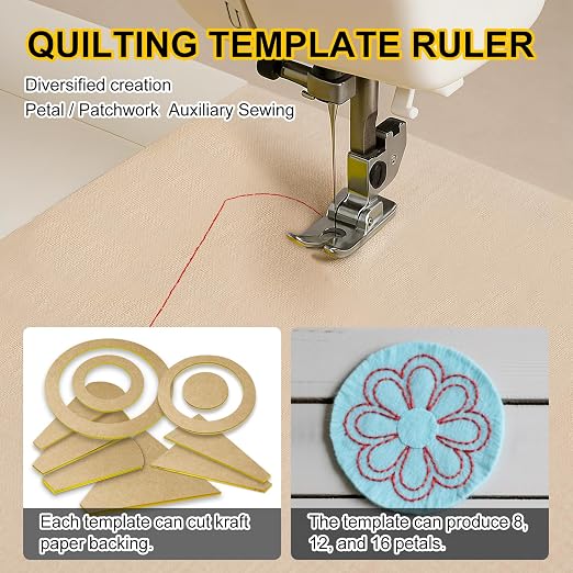 10Pcs Acrylic Quilting Template Ruler Set, Premium Sewing Machine Plate &