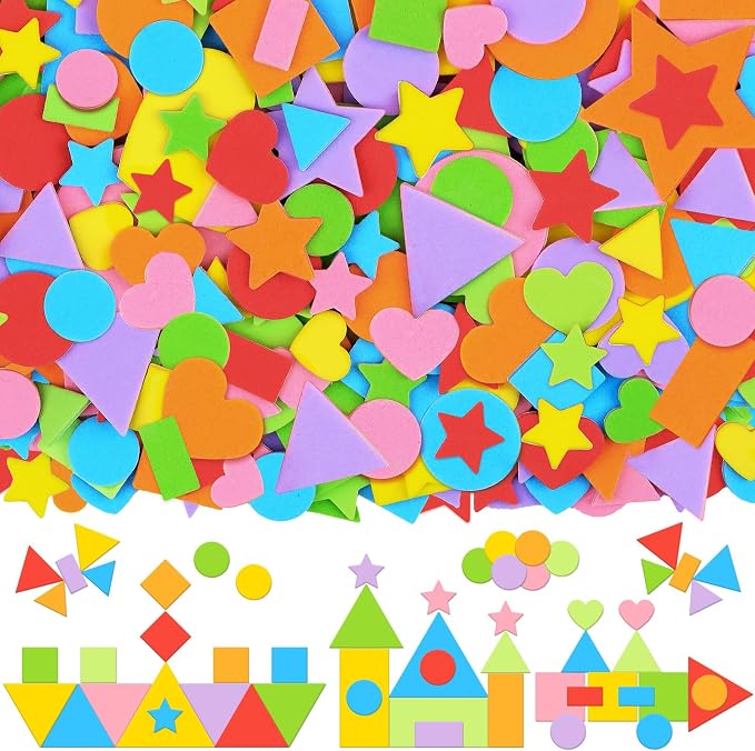 1620Pcs Foam Stickers Foam Shape Stickers Colorful Self Adhesive, 8 Colors