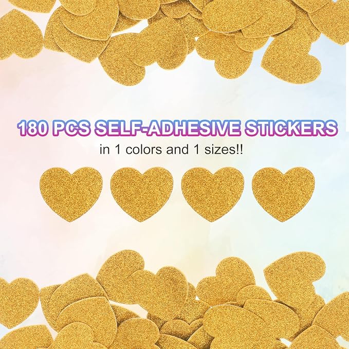 MECCANIXITY 180Pcs Glitter Foam Stickers 1 Inch Self-Adhesive Sparkly