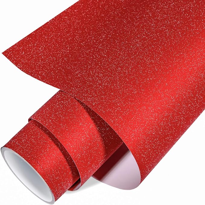 VINYL FROG Shimmer Adhesive Vinyl 12"x60" Red Glitter Craft Permanent Vinyl