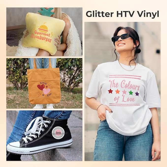 HTVRONT White Glitter HTV Heat Transfer Vinyl