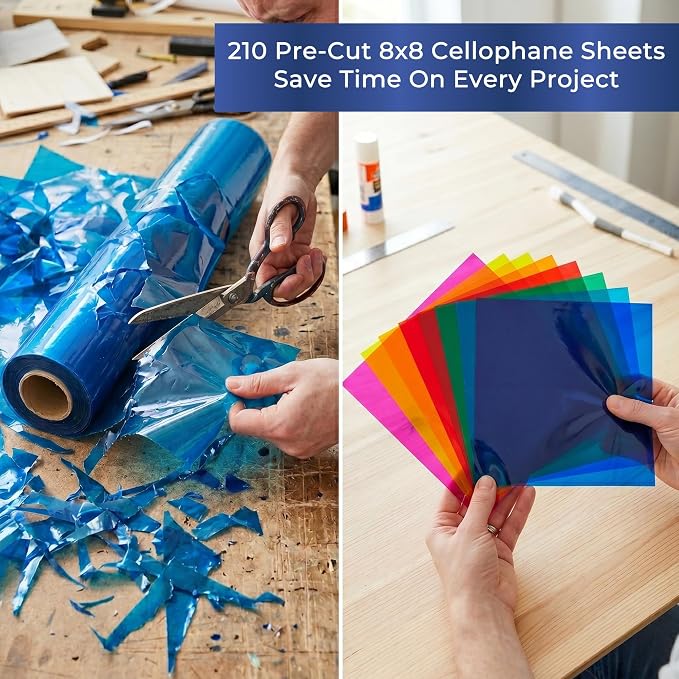 Colored Cellophane Sheets 210-Pack
