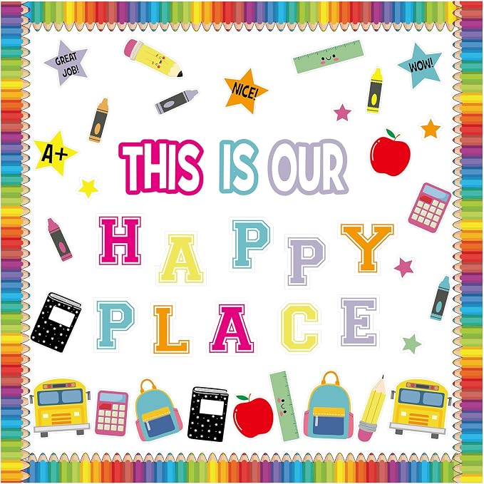 Mooliwe This is Our Happy Place Classroom Decor Welcome Back to School Bulletin