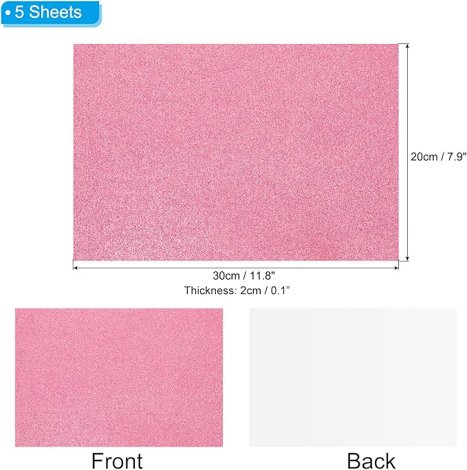 PATIKIL Watermelon Red Shiny EVA Glitter Foam Sheet 11.8 x 7.9 Inch 2mm Thick