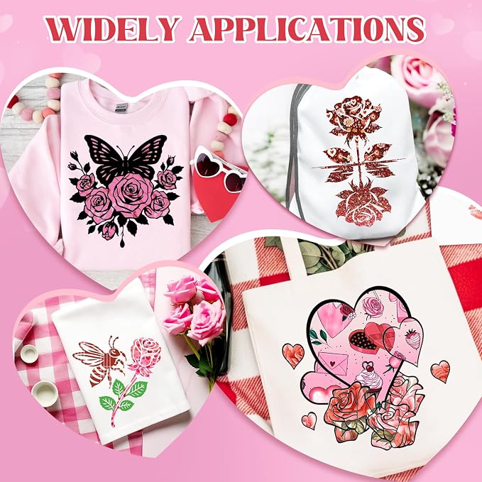 HTVSTD Rose Romantic Heat Transfer Vinyl 10Sheet 12×10in Iron on Vinyl | Rose