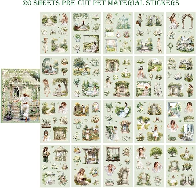 Scrapbooking Stickers 20 Sheets Pre-Cut 120 Pet Stickers People Sticker Books